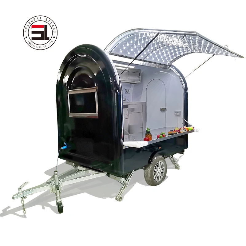 Stainless Steel Mobile food trailer for mini outdoor bbq gas fryer teppanyaki grill