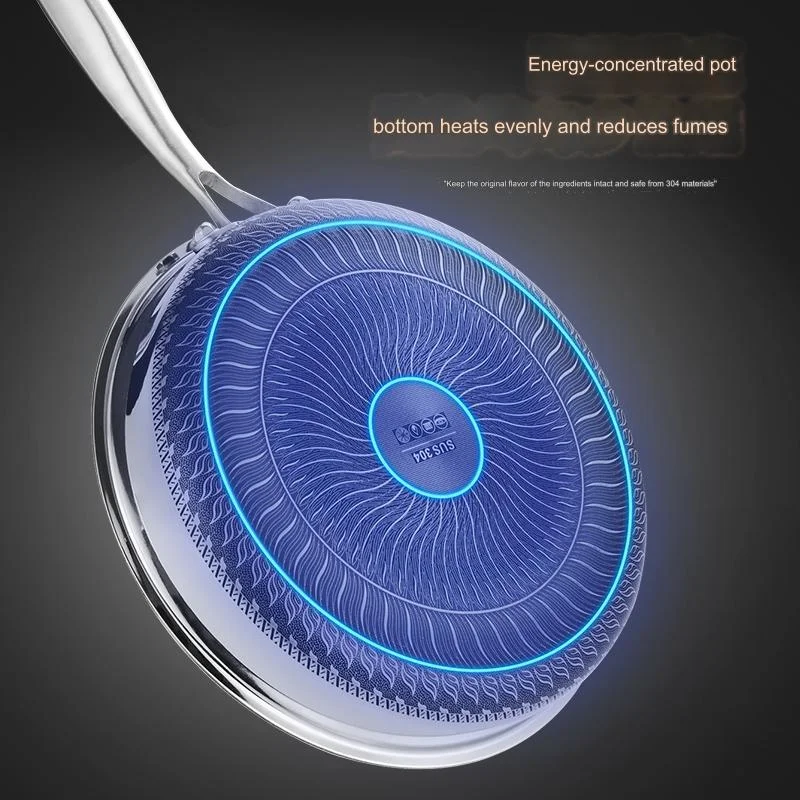 28CM Frying Pans 304 Stainless Steel Non-Stick Honeycomb Texture Cookware Set with Lid Pots Cooking kitchen item Ready to Ship