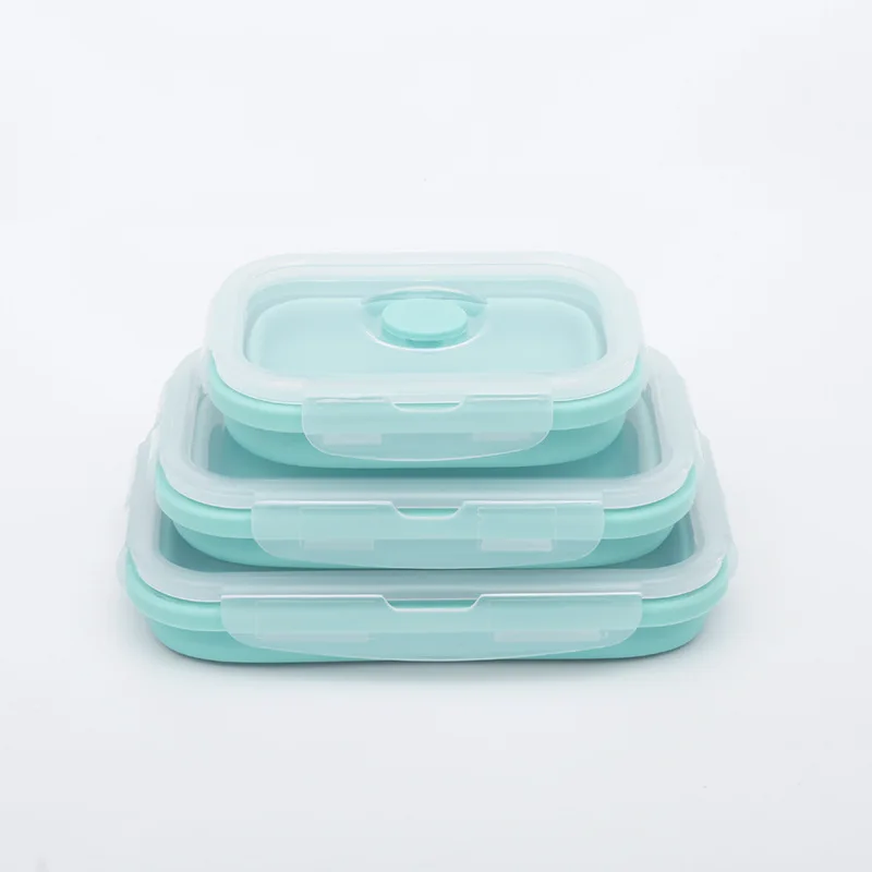 Storage container Folding Silicone Food Lunch Box Collapsible Convenient Silicone Lunch Box With Lid