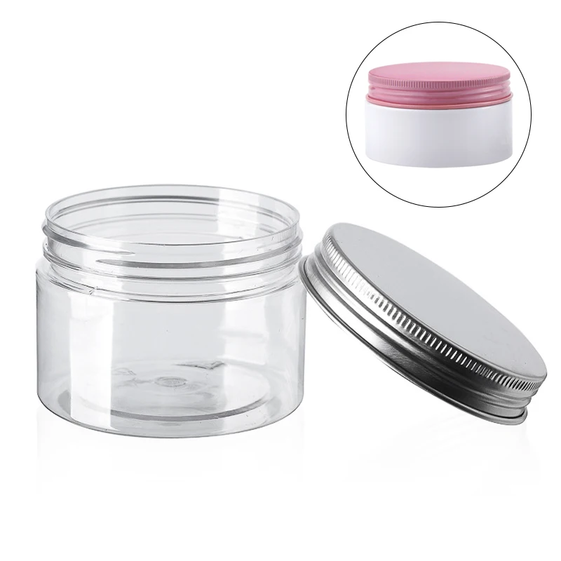 Custom Clear Pink Empty 50g 80g 100g 250g 4Oz Wide PET Plastic Honey Container lids Packaging Skin Care Face Cream Cosmetic Jar
