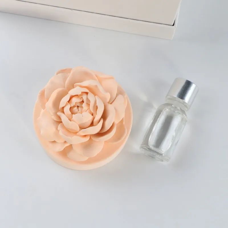 Luxury Home Car Decoration Air Freshener Ceramic Scented Aroma Plaster Porcelain Flower Fragrance Essential Oil Diffuser