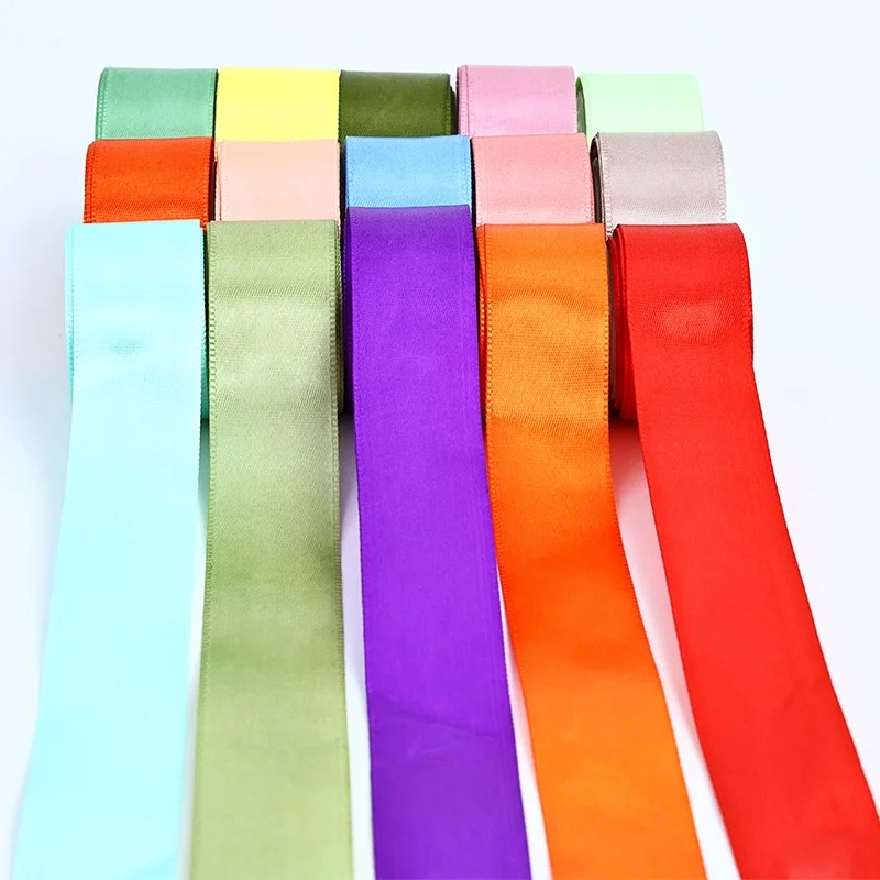 Emping 25mm Satin Ribbon 100% Polyester Fiber Custom Logo Bulk Printing Pure Color Solid High for Wedding Bag Use Gift Wrap