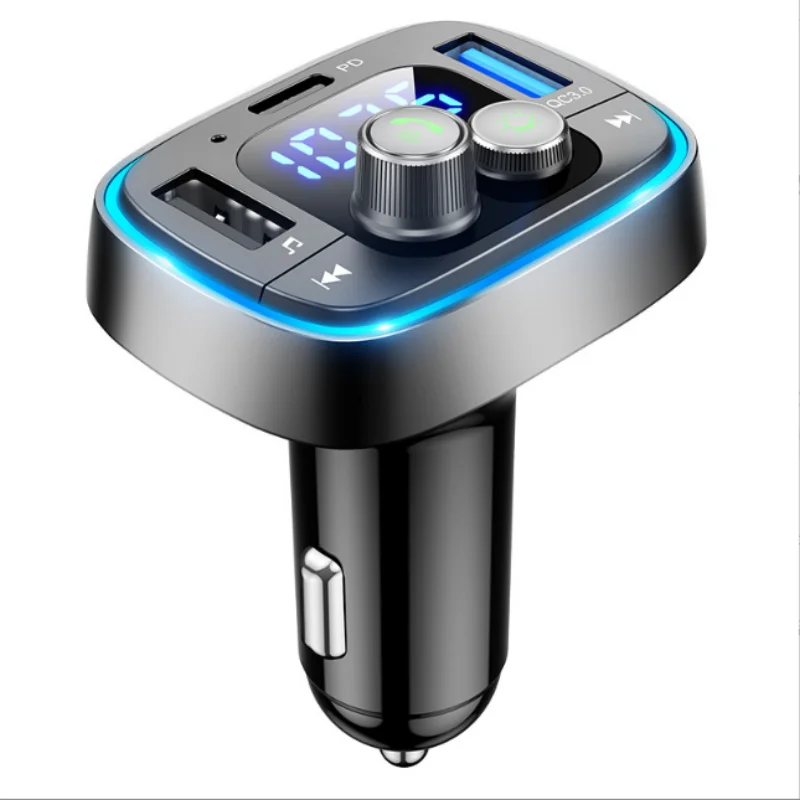 QC 3.0 Car BT 5.0 FM Transmitter PD Type C Dual USB 36W Fast charging Colorful led Light quick charger wireless MP3 Player