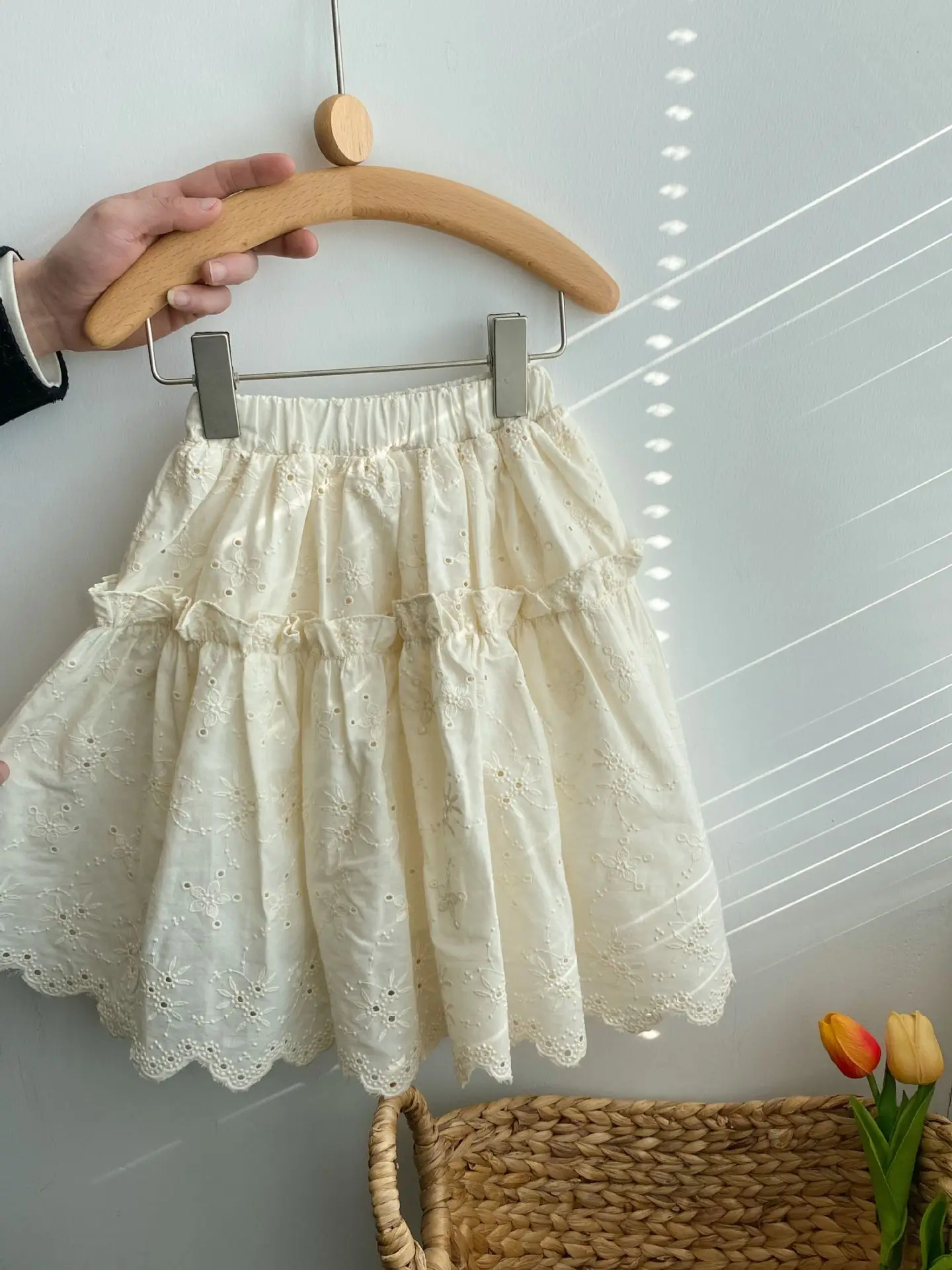 summer 2024 kids wholesale lace two piece skirt set for girls