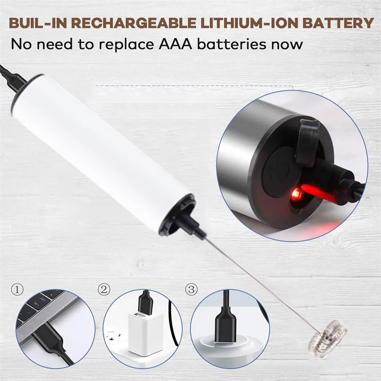 Mini Automatic Milk Frother Espumador De Leche USB Electrico Rechargeable Handheld Milk Frother Stainless Steel Milk Frother