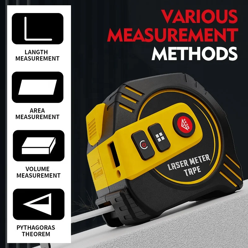 Hot Sale 40m/60m/80m 2-In-1 Function Laser Distance Meter 5M Hoto Laser Tape Measure