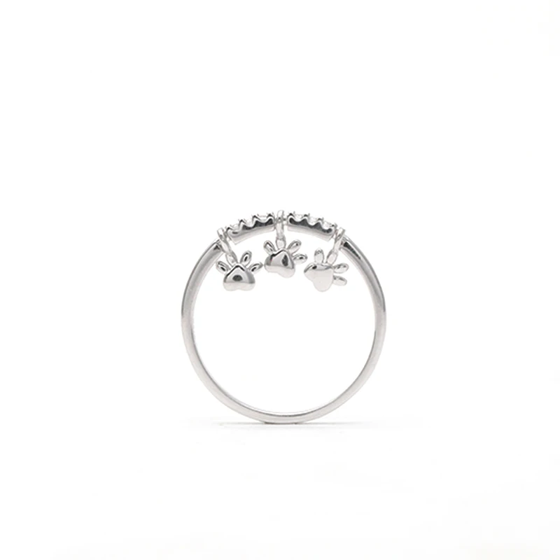 Cute Cat Claw Link Ring 925 sterling silver exquisite zircon ring girl