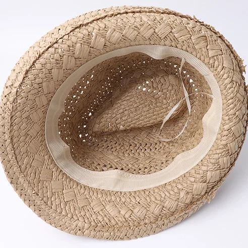 Outdoor Men and Kids Spring Summer Breathable Hat Panama Cap Straw Hats Sun Straw Braid Floppy Fedora Beach