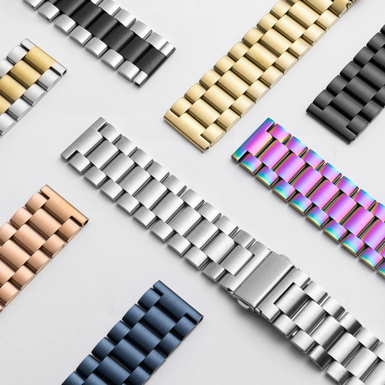 Classic Value Solid 304 Stainless Steel Metal Watch Straps Band Sport Luxury 20mm 22mm Wholesale Factory