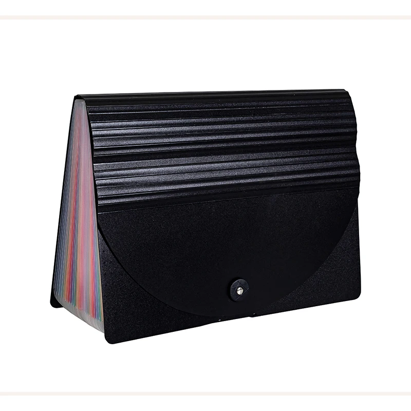Desktop Rainbow Organ 12/24 Pocket Plastic Paper A4 File Padded Retractable Folder with Lid Organizer Office School
