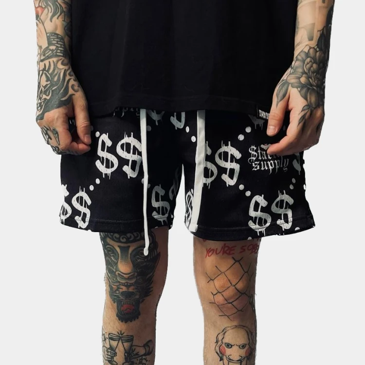 Custom Logo Color Double Layer Designer Lining Summer Sublimation All Over Print Custom Blank Short Men Mesh Shorts