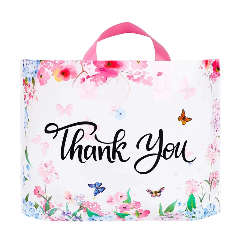 SZCX Custom Poly Bag Soft Loop Handles LDPE/HDPE Tote Shopping Plastic Bag With Own Logo For Clothing Packaging