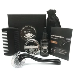 Beard Grooming Trimming Care Kit Best beard oil price derma Roller Serum Balm comb Beard Growth kit
