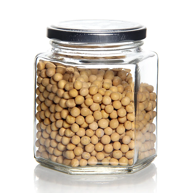 Wholesale 45ML 85ML 100ML Empty Small Hexagon Jam Chili Sauce Pickle Nut Glass Jar With Metal Lid
