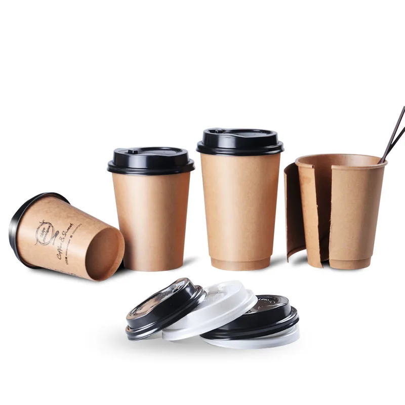 Одноразовые бумажные стаканчики с двойными стенками 8/12/16 унций