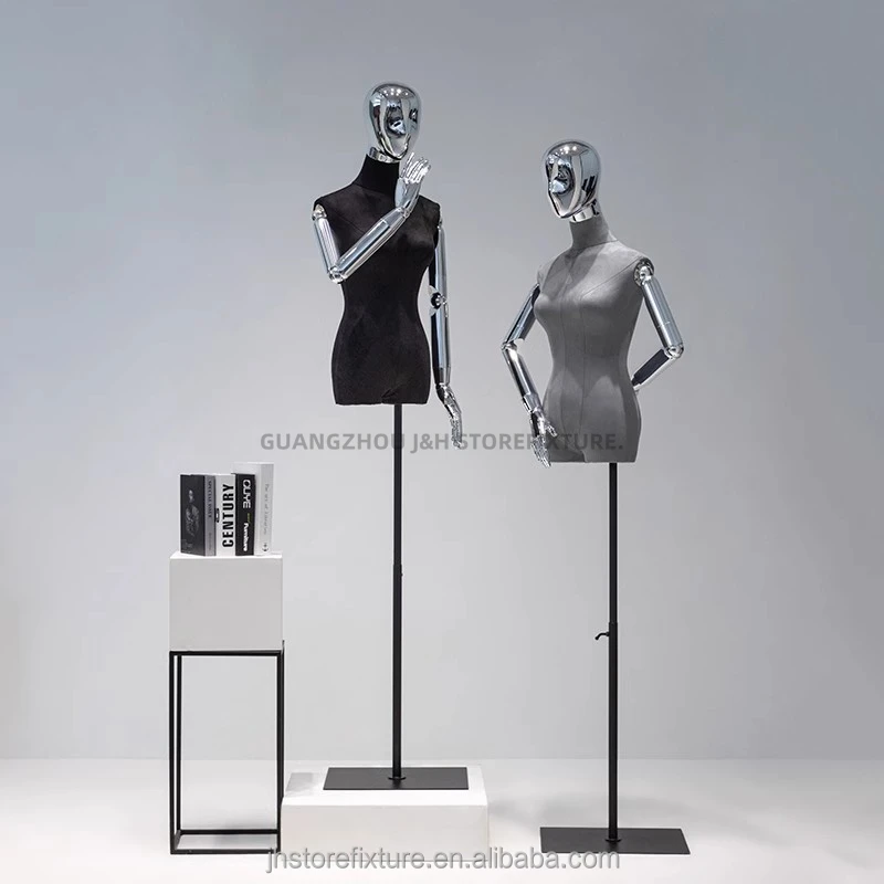 gold mannequins female Model Flexible Hand Torso Dress Form Off Shoulder with Legs Female Mannequins