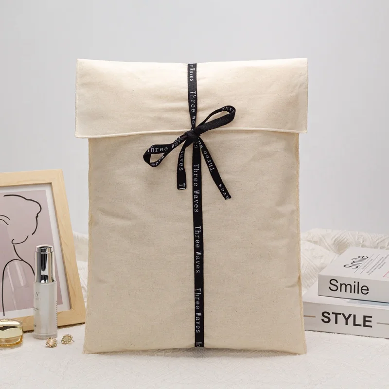 Биоразлагаемый муслиновый конверт для одежды с принтом логотипа, большой мешок для хранения одежды из натурального хлопка, мешочек для пыли