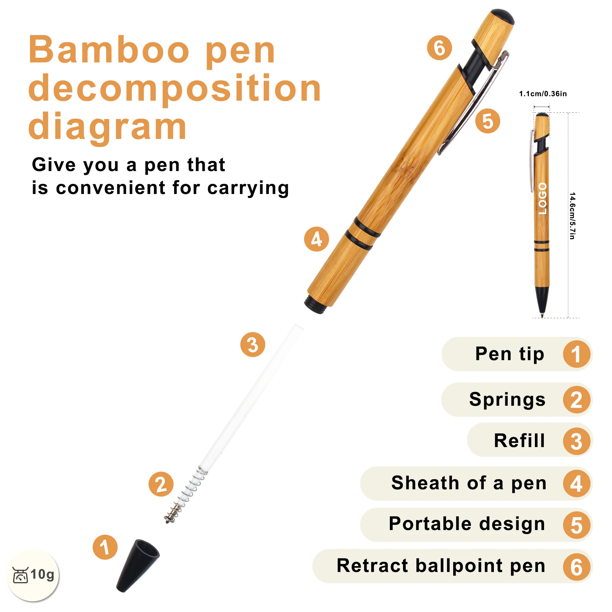 High Quality Eco Friendly Bamboo Ball Pens With Stylus Custom Logos
