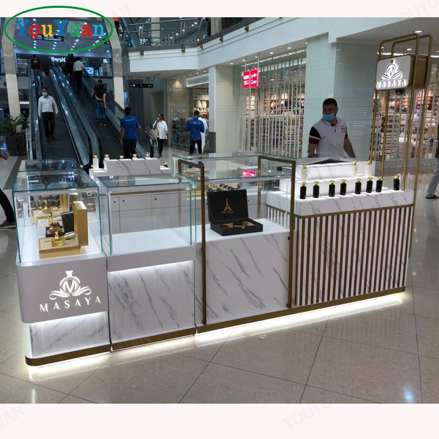3D Perfume Kiosk Stand Display Rack Perfume Shop Counter Design 3M Jewellery showcase Display showcase