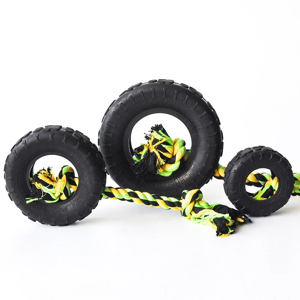 Hot Sale Rubber Bite Resistant S M L  Interactive Pet Toy Teeth Cleaning Tyre Dog Chew Toy