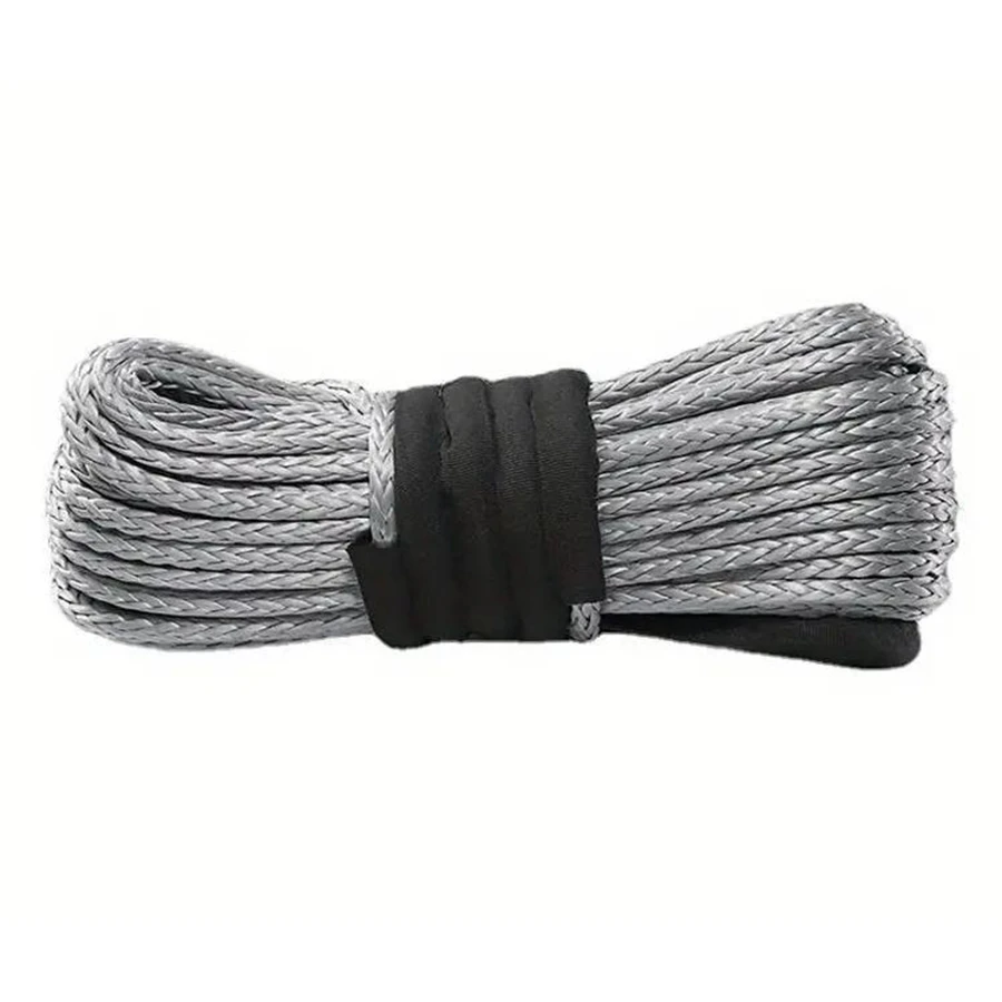 Synthetic winch rope with hook 25500 pounds rescue cable card winch rope synthetic rope rescue cable black