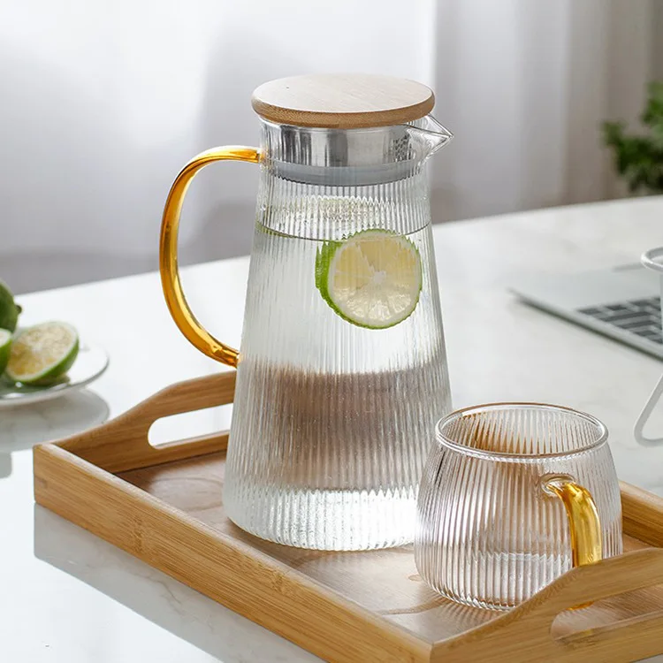 Fridge Water Pitcher 1500ML/50.7oz Glass Pitcher with Lid, Drinking Carafe Jug for Homemade Juice Ice Tea Coffee and beverage