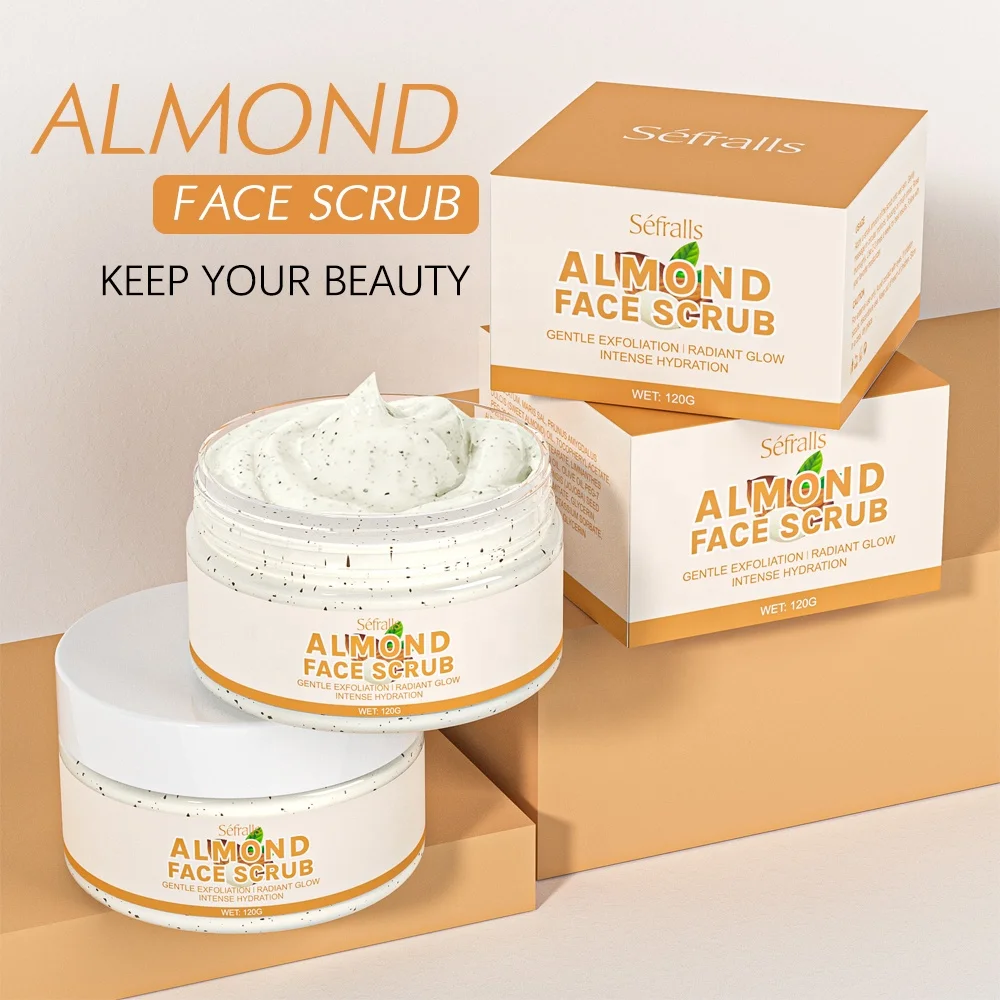 2024 Best New Style Natural OEM ODM Exfoliation Gentle Exfoliation Almond Organic Face Scrub