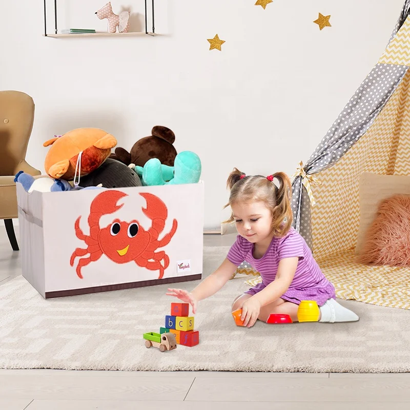 Cute Animal Embroidery Pattern Kid Toy Organizer Multifunctional Large Capacity Decorative Storage Boxes