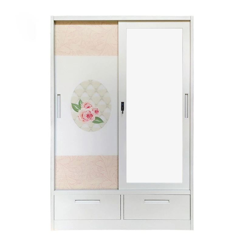 steel bedroom sliding doors wardrobe metal clothes cupboard