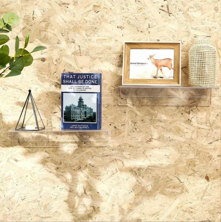 Storage Holder Clear Acrylic Book Photo Display Rack Holder Wall Mount Shelf Bathroom Organizer Accessories