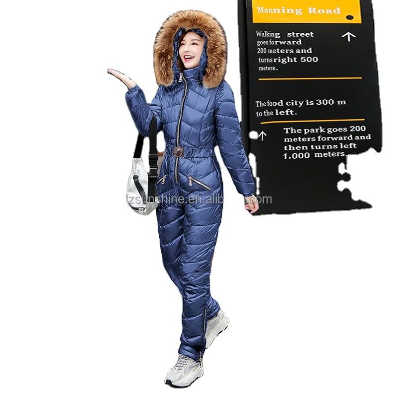 OEM wholesale fashion padded hooded snow suits one piece ski wear custom