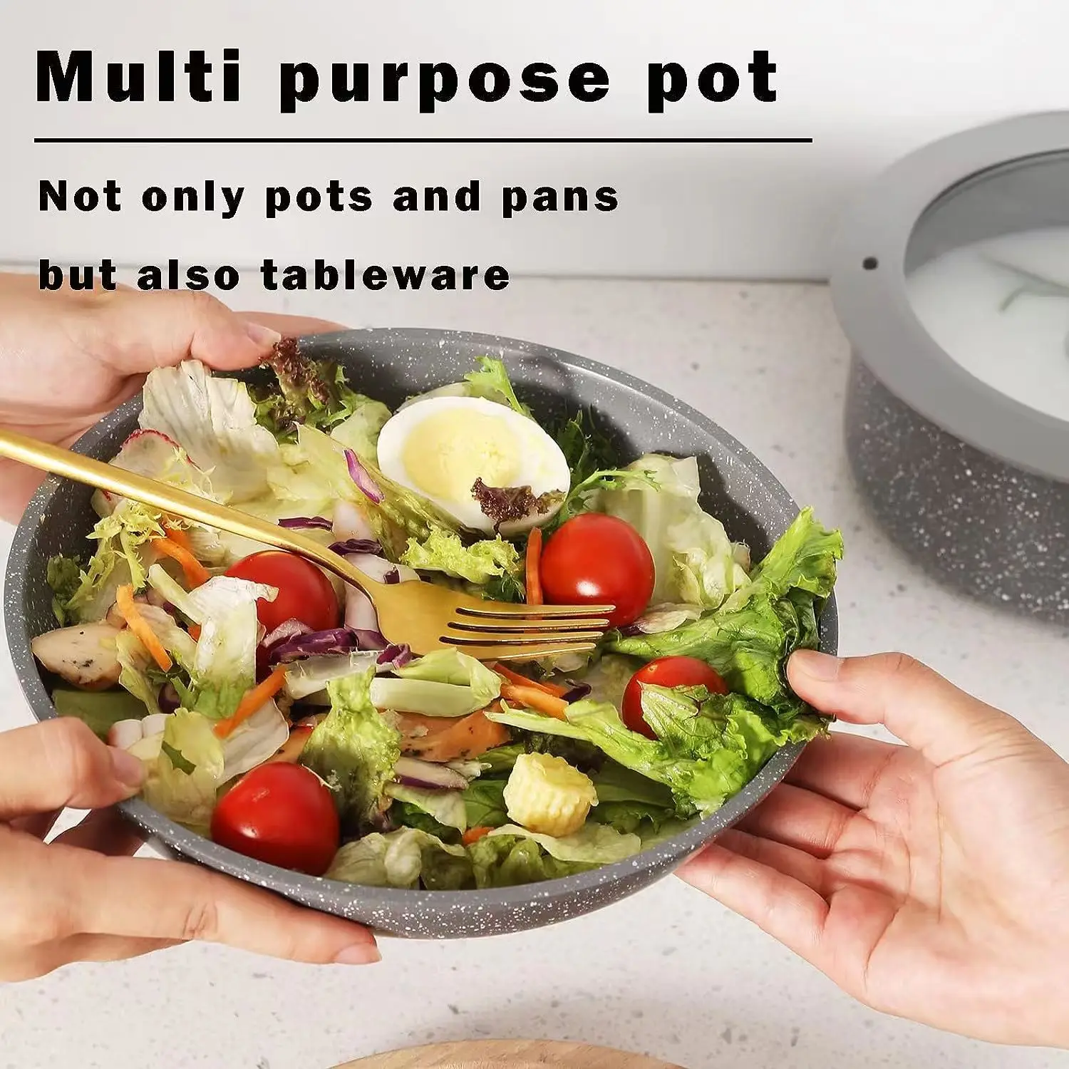 High Quality Kitchen Non Stick Cookware Set Aluminum Granite Big Sizes Nonstick Cookware Set with Detachable Handles