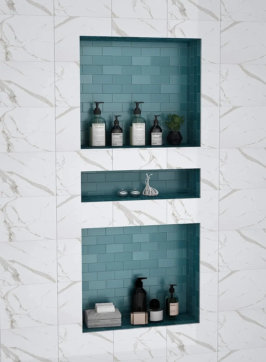 Ready for Tile Shower Niche Recessed Shower Shelves with Texture, ABS Shower Cube for Bathroom 16 x 34 in