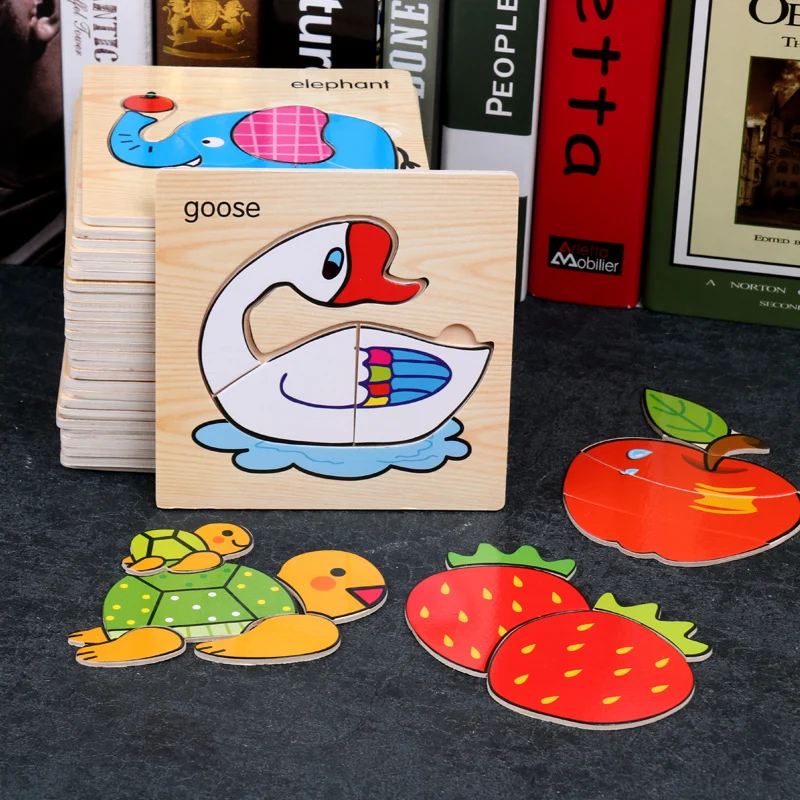 
Amazon Hot Sale 3d Wooden Puzzles Educational Toys Children Games Cartoon Baby Kids Animal Jigsaw Puzzle 