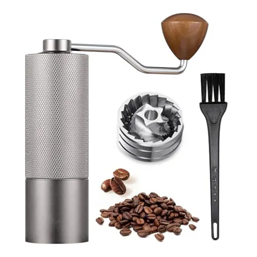 5-Axis CNC Stainless Steel Burr, Portable Hand Coffee Burr Grinder Manual Coffee Grinder