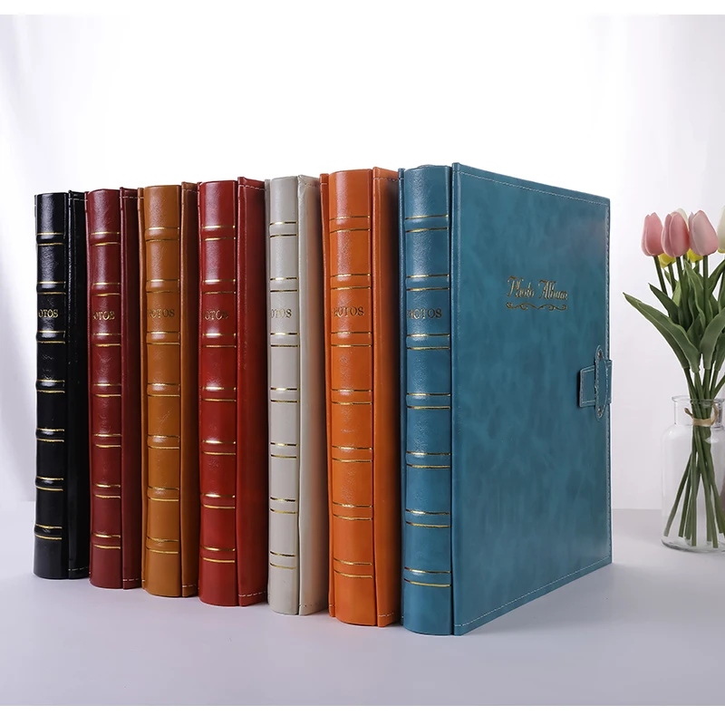 New photo album 4x6 hold 500 photos black pages large capacity baby storage leather photo album case