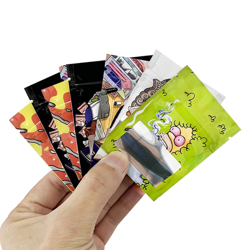 Stock 100Pcs/Pack Zipper Foil Mylar Bag Tobacco Cigar Smell Proof Plastic Packaging Bags Edible Food Pouch For Small Businesses