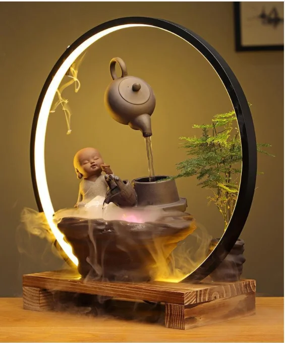 Фонтан со светодиодной сад Настольный фонтан водопад Feng Shui