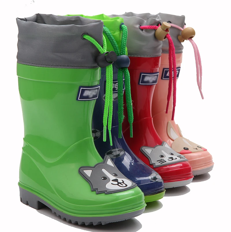 kids pvc cartoon elephant tiger fox panda animal european style rain boots for children