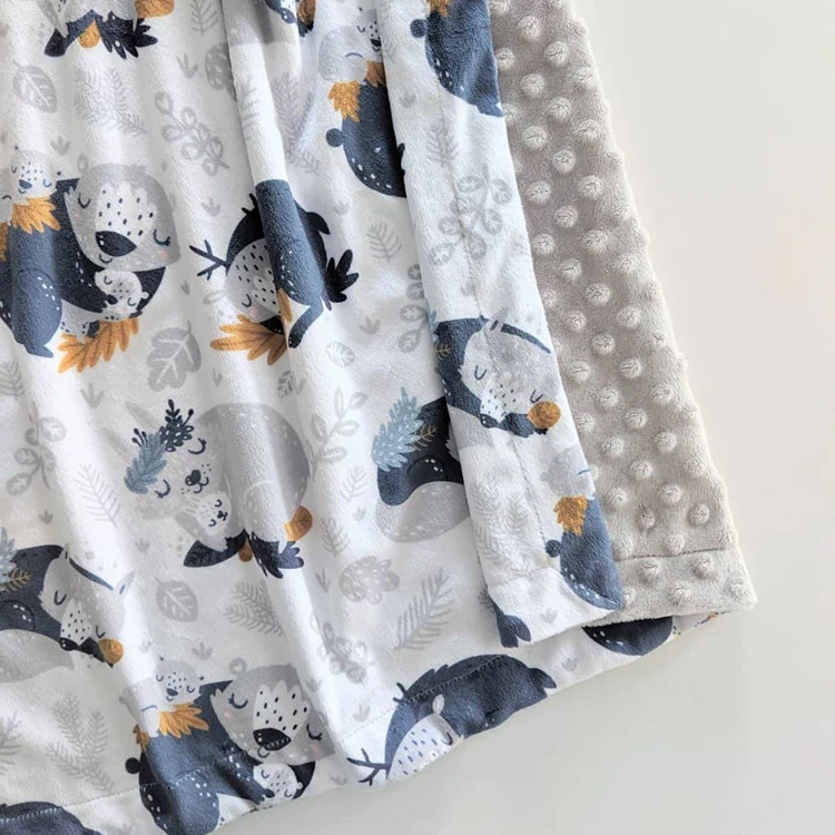 customized woodland animal design cuddle minky blanket for kid