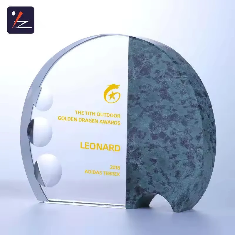 Crystal sector shape award k9 crystal marble plaque trophy for business souvenir gifts