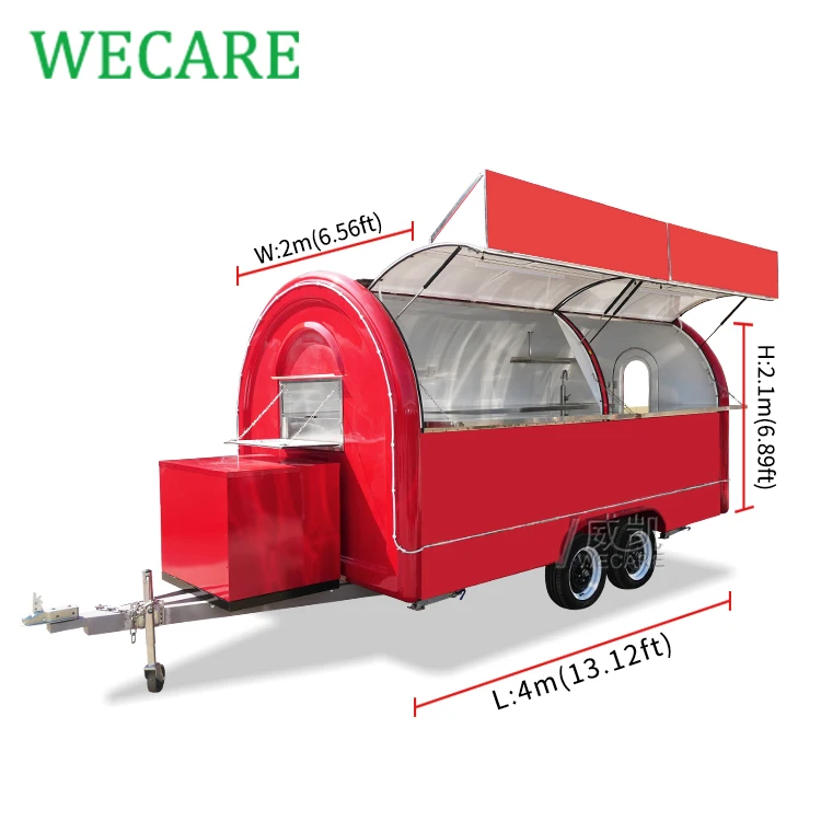 Wecare Food Car Coffee Trailers Concession Food Trailer Ice Cream Truck Hot Dog Cart