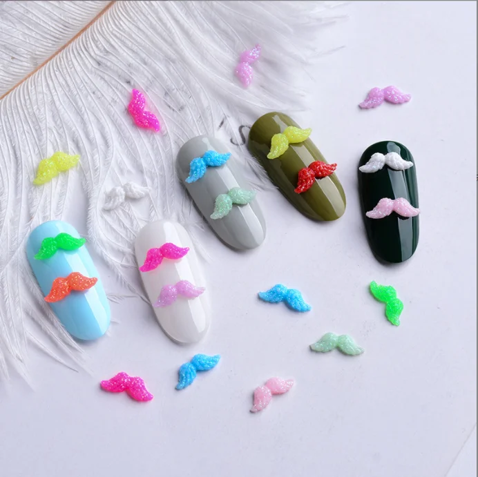 Hot Sell 11 Color 100Pcs/Bag Nail Art Accessories Kawaii Resin Beard Angel Wings Nails Art Rhinestone