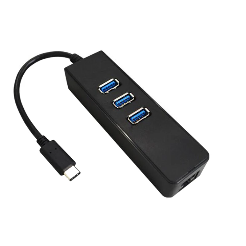 USB 3.1 Type C to 3 Ports USB 3.0 Hub with Rj45 Type-C to USB 3.0X3+RJ45 Adapter