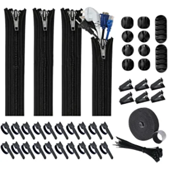 Cable Management Kit 91pcs Cord Wire Organizer Set Self Adhesive Clip Table Desk Holder for TV Home Office Desk Computer Table