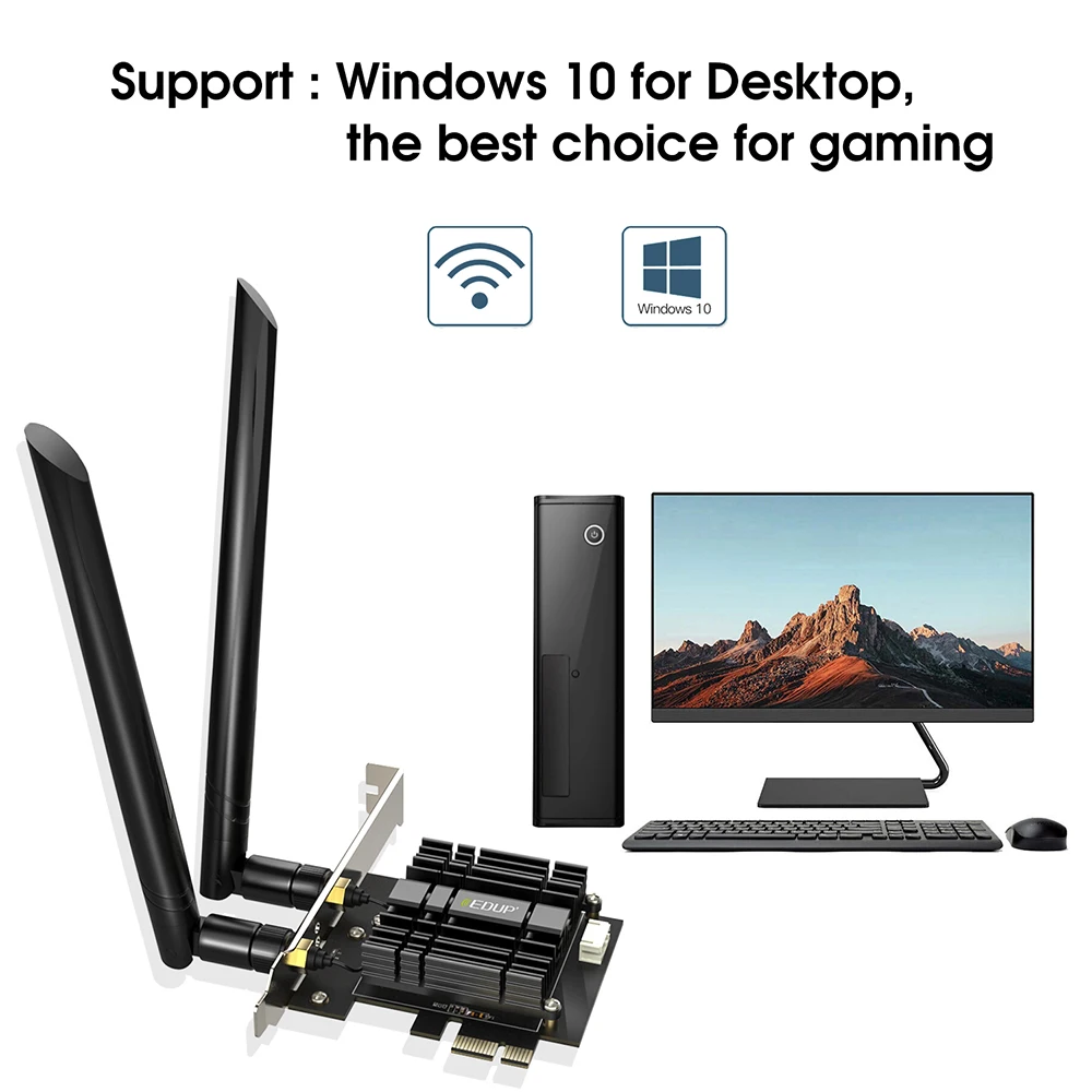  EDUP Wi-Fi 6 карт BT 5 0 с радиатором PCIe сетевая карта AX 3000 Мбит/с AX200 802.11AX 2 4 ГГц/5 8 ГГц Беспроводная PCI