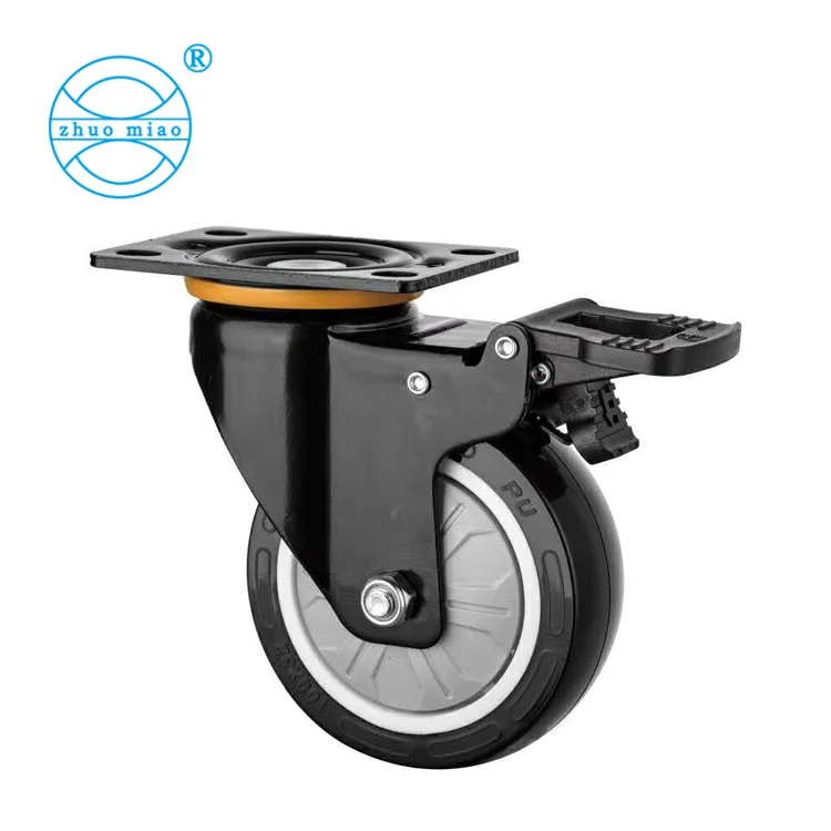 
Medium-duty universal wheel 3 inch 4 inch 5 inch polyurethane silent caster trolley caster with brake steering 