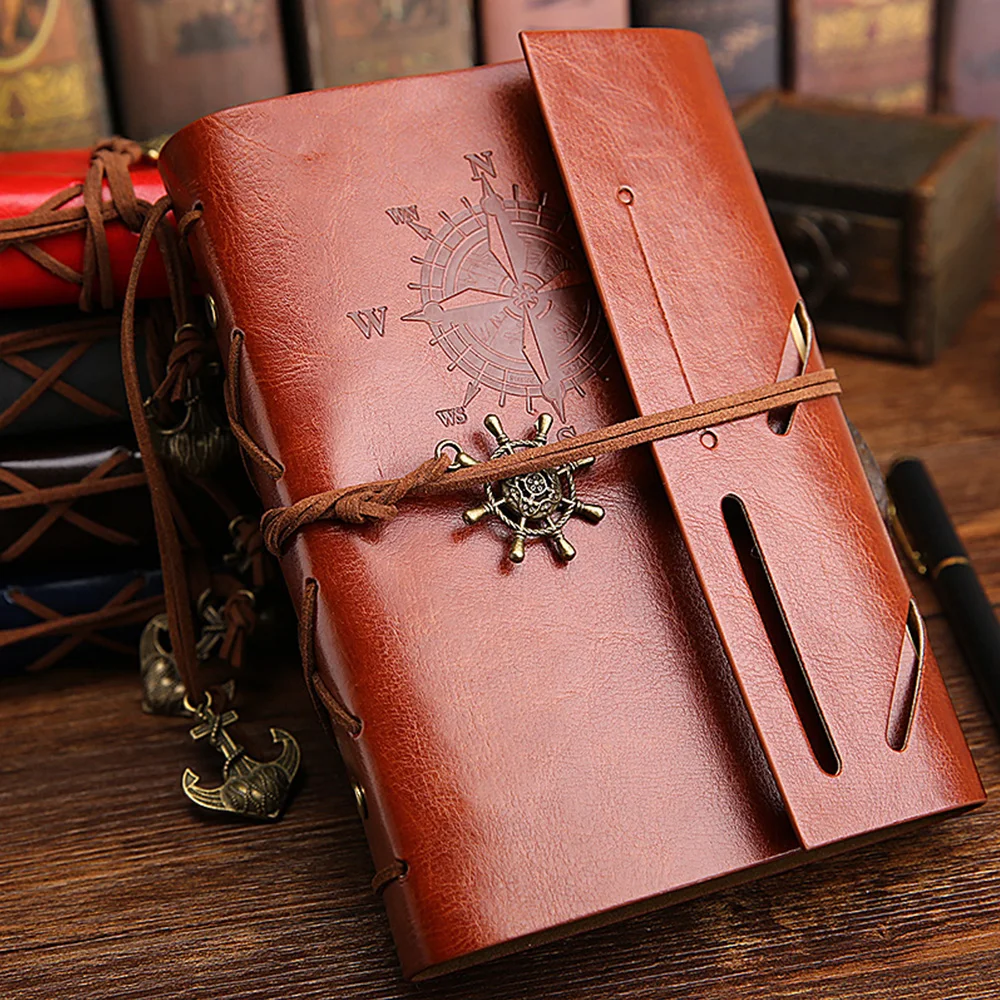 Wholesale A6 Vintage Travel Journal Diary Notebook PU Leather Brown Agenda