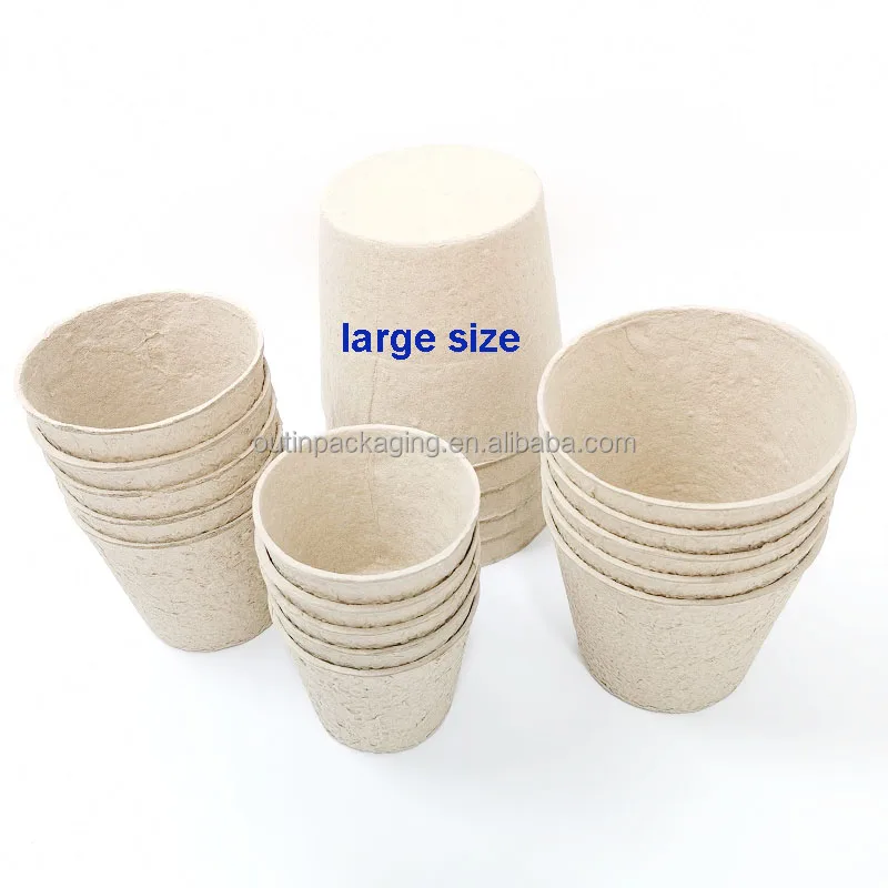 biodegradable transplanter pulp paper flower plant seed starter peat pots for seedlings large size Paper Pulp Flower Pot