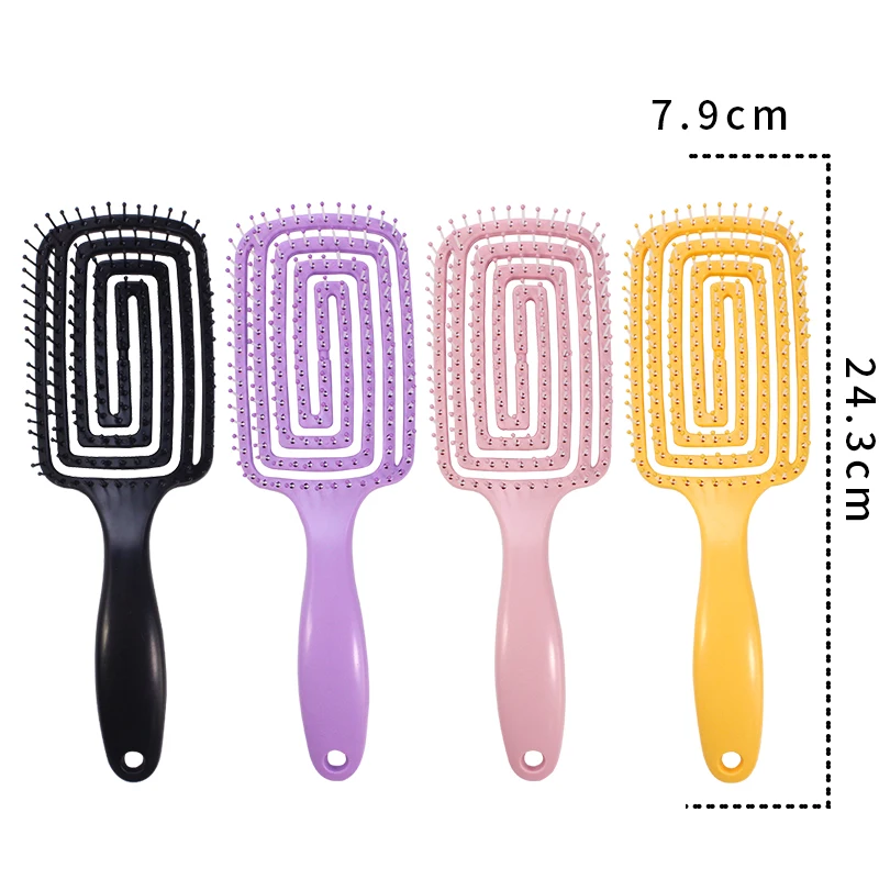 RU Plastic large curved hollow-out massage comb high cranial top fluffy styling comb large wave smooth hair massage comb